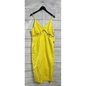 Yellow Midi Slip Dress with Ring Detail